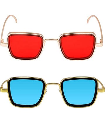 Kanny Devis - Gold Rectangular Sunglasses ( Pack of 2 )