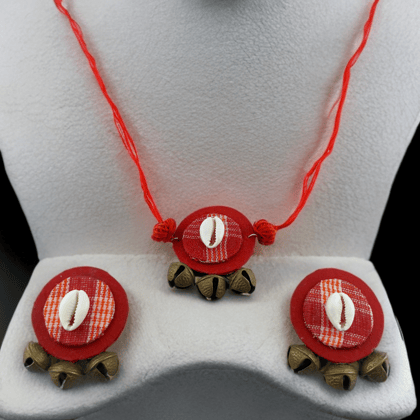 Red Folk Choker  Handmade Necklace Set