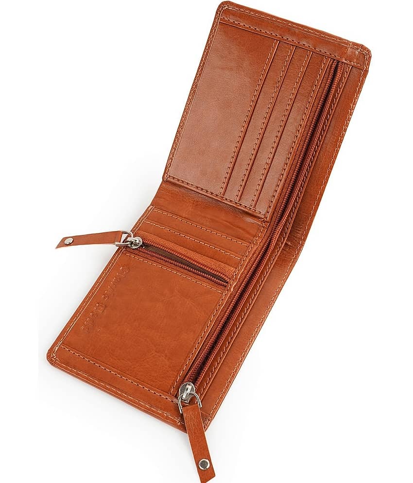 Classic World PU Printed Men's RFID Wallet With 6 Slots For Card ( Tan , Pack of 1 )