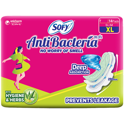 Sofy Anti-Bacteria Sanitary Pads - XL, 14 pcs Pouch