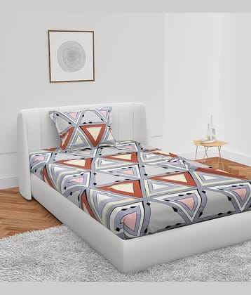 Apala Microfiber Geometric Single Bedsheet with 1 Pillow Cover - Grey