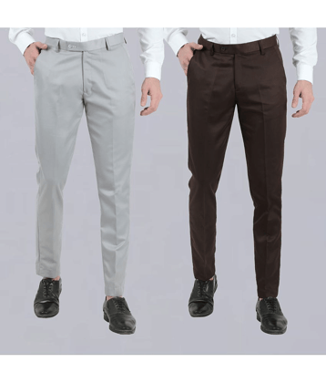 VEI SASTRE Multicolored Slim Formal Trouser ( Pack of 2 )