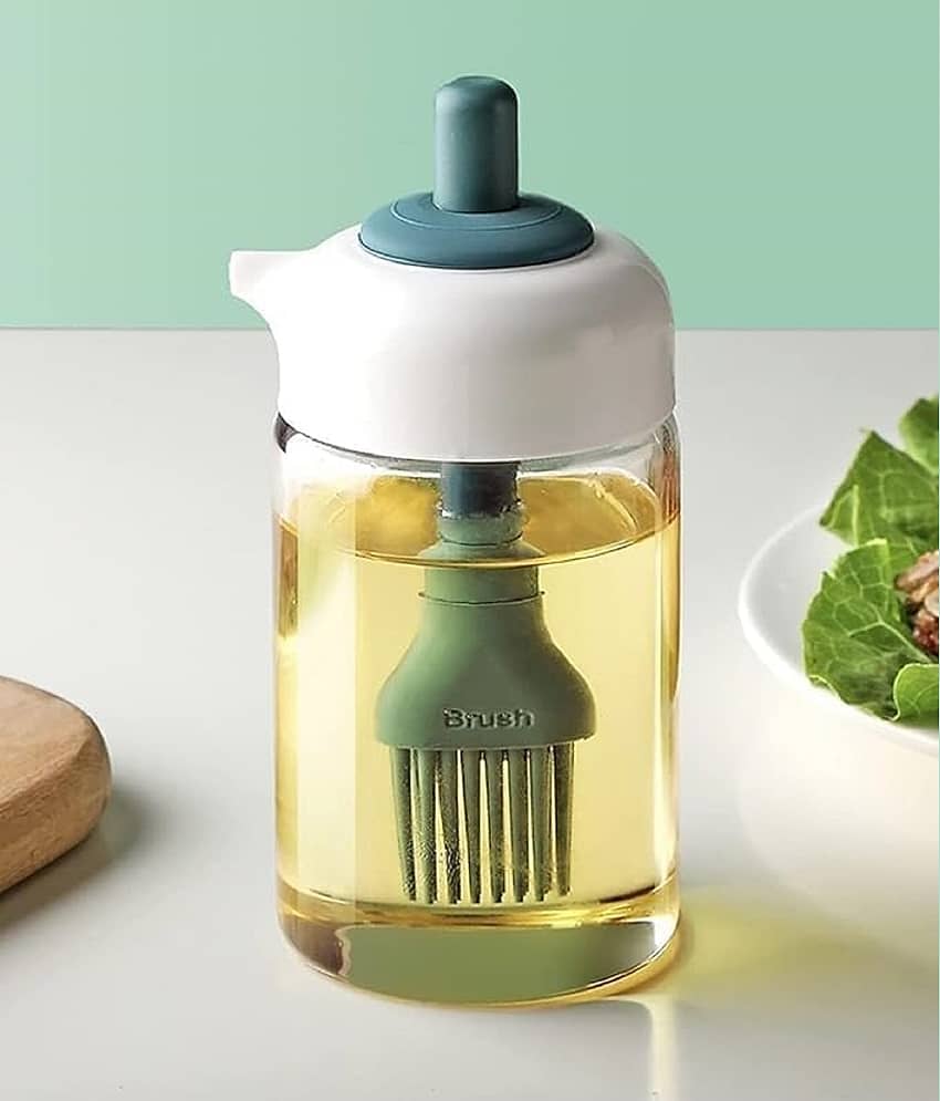 2 In 1 Glass Oil Dispenser Bottle With Silicone Oil Brush Condiment Jar Bottle Oil Container For Cooking/Baking/Frying/BBQ/Pastry/Grill Baking/Kitchen Cooking/Kitchen Tool & Accessories