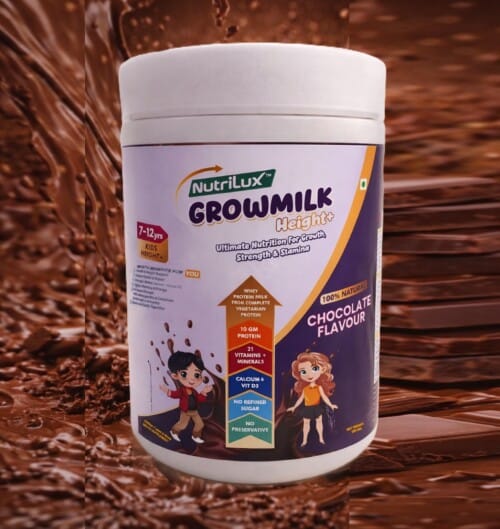 NutriLux High-Protein Chocolate Multi Vitamin Grow Milk for Kids 7–12 Years (200gm)