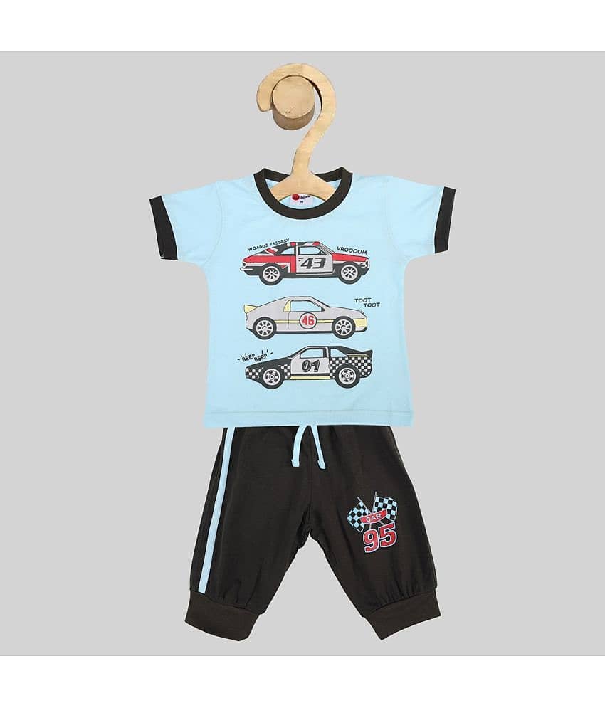 Mars Infiniti Pack of 1 Unisex for Baby Cotton T-Shirt & Trouser ( Blue )