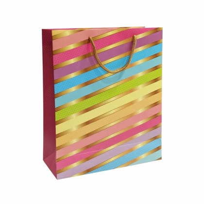 Premium 200 GSM Stripes Matt Finish Party Paper Gift Bags, Ideal For Birthday Return Gifts, Kids Party, & Gifting On Special Occasions (Size: 12.5 x 10.25 x 4 Inch) - 5 Premium 200 GSM Stripes Matt Finish Party Paper Gift Bags, Ideal For Birthday Return Gifts, Kids Party, & Gifting On Special Occasions (Size: 12.5 x 10.25 x 4 Inch) - 5