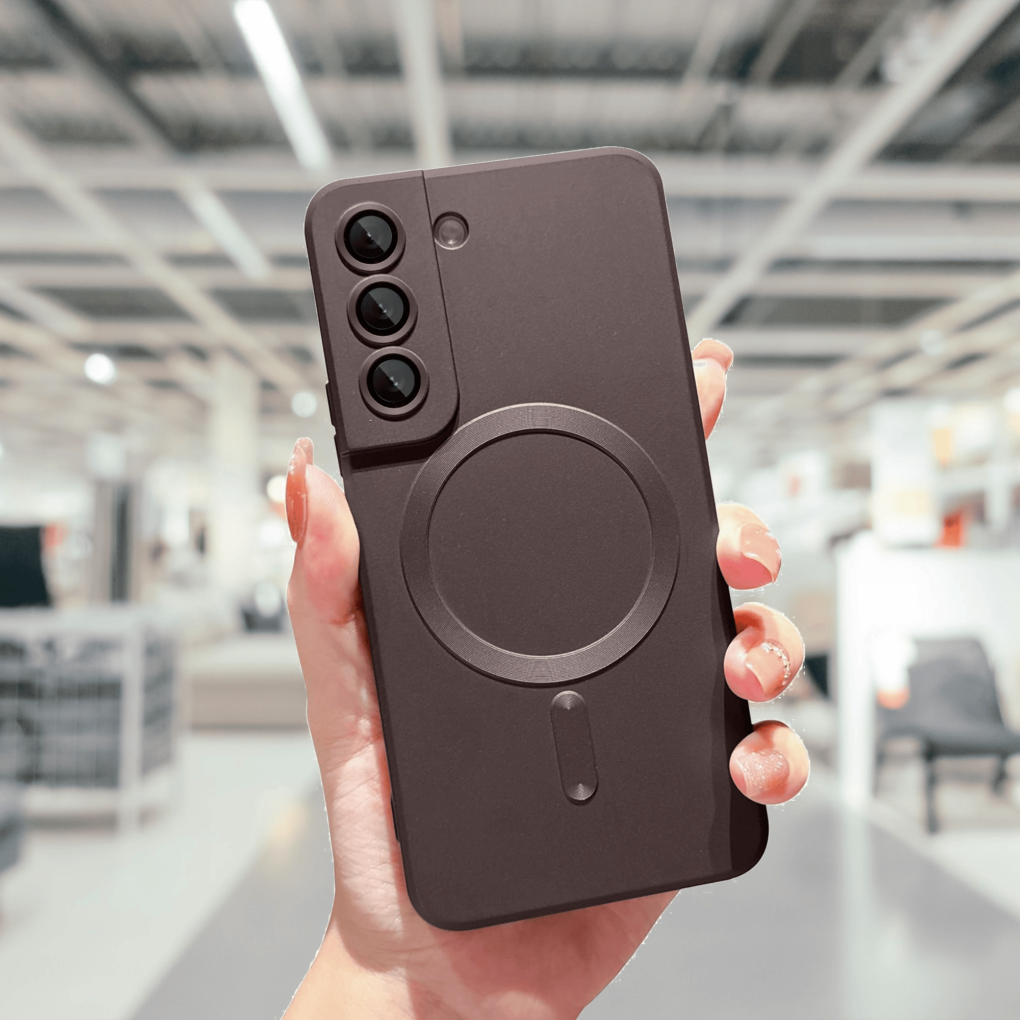 Samsung S22 Soft Matte Finish Wireless Charging Case-Brown