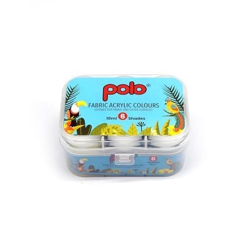 polo Fabric Acrylic Paint Set Pack of 2 | 6 Vibrant Colors (10ml) | Fast-Drying, Washable & Non-Toxic | Ideal for Fabric, Textile, Canvas & DIY Crafts.