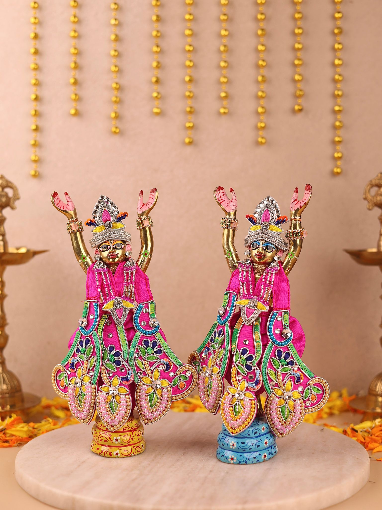 Indradhanu Magenta Dhoti Patka for Gaur Nitai-WithShringar / 2 inch / Magenta