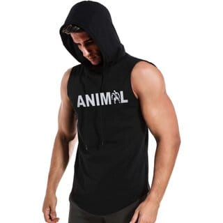 HIT SQUARE Polyster Gym/Sports Hood Cotton Blend Tshirt For Men (Animal)