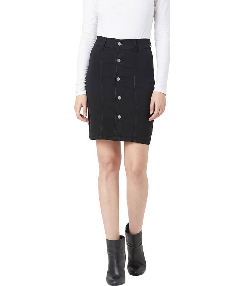 Miss Chase Denim Black Women's Mini A-Line Skirt - Single Pack
