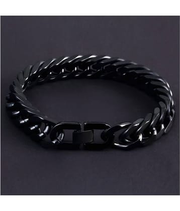ZIVOM® Glossy Black Curb 316L Surgical Stainless Steel Premium Lock Bracelet For Men Boys