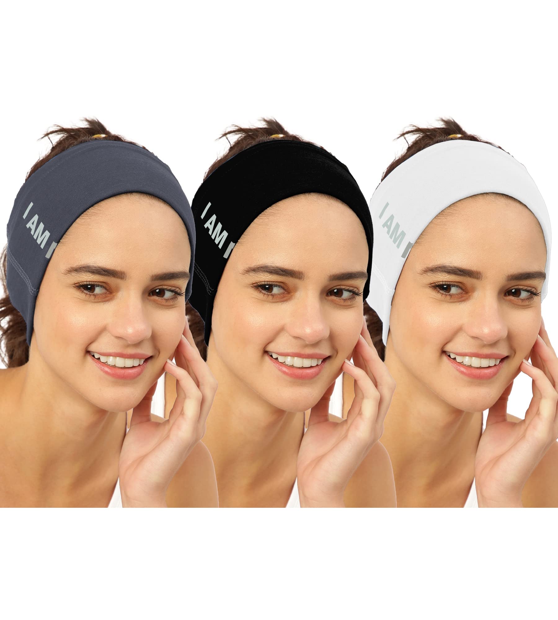 FREECULTR Unisex Bamboo Bandana, Anti Microbial Super Soft & Comfort Fit, Breathable Multipurpose Headband, Face Mask for Dust Protection and Sun - Size Printed Pack of 3-Black, Charcoal, White