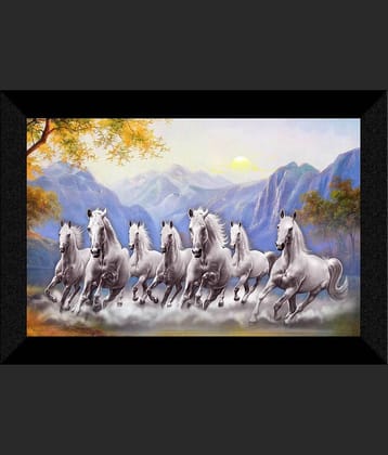 SNDArt Vastu seven running horse painting with Frame For Home Décor Gift Items 11 x 14 inch