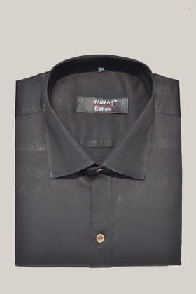 Cotton Tanmay Black Color Formal Shirt for Men's-M (38 Inch) (97 CM) / Full