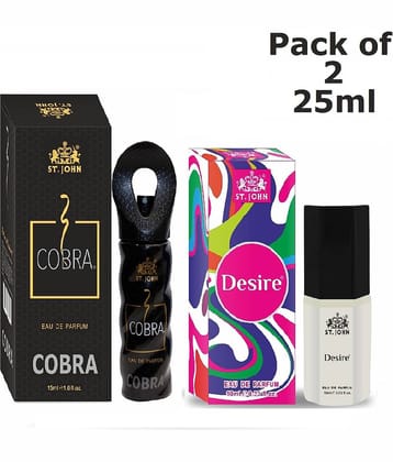 St. John Cobra 15ml & Desire 10ml Long Lasting Pocket Perfume for Men 25 ml ( Pack of 2 )