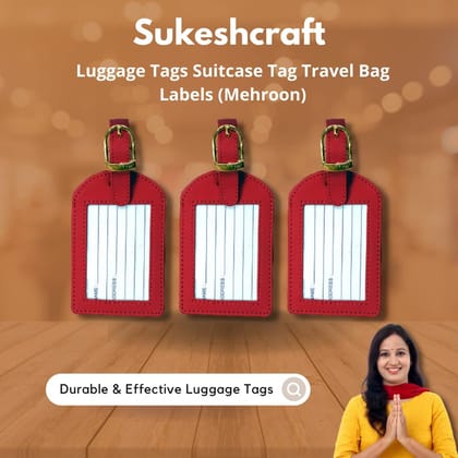 Sukeshcraft Luggage Tags Suitcase Tag Travel Bag Labels (Mehroon)