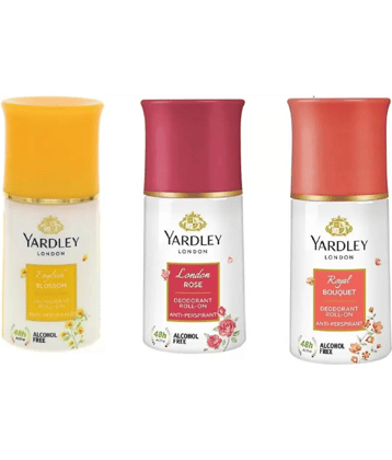 Yardley London English Blossom roll on,Royal Bouquet,London Rose Deodorant Roll-on - For Men & Women  (150 ml each , Pack of 3).