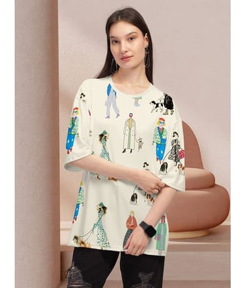 HELLCAT Women Cotton Blend Printed Oversized Fit Round Neck T-Shirt ( Green )