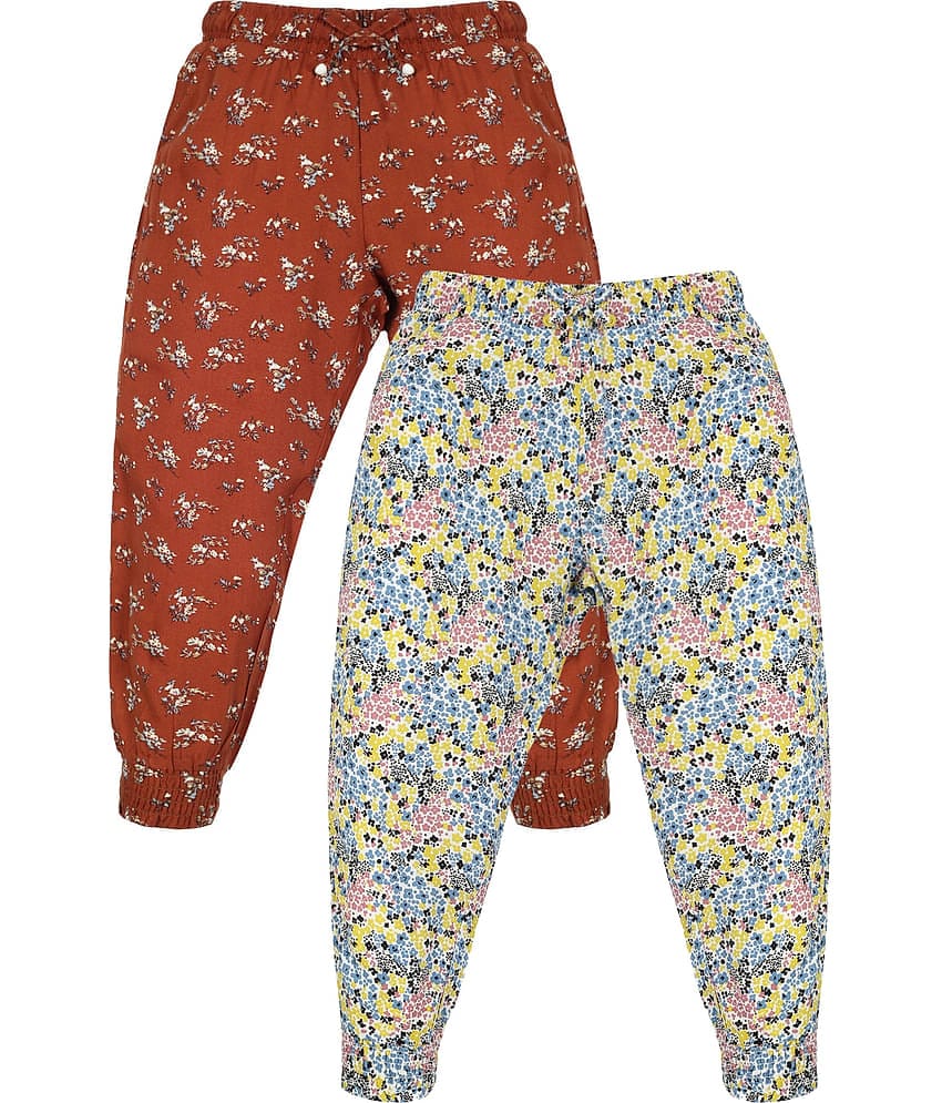 Plum Tree Girls Flower Print Rayon Pant  ( Pack of 2)
