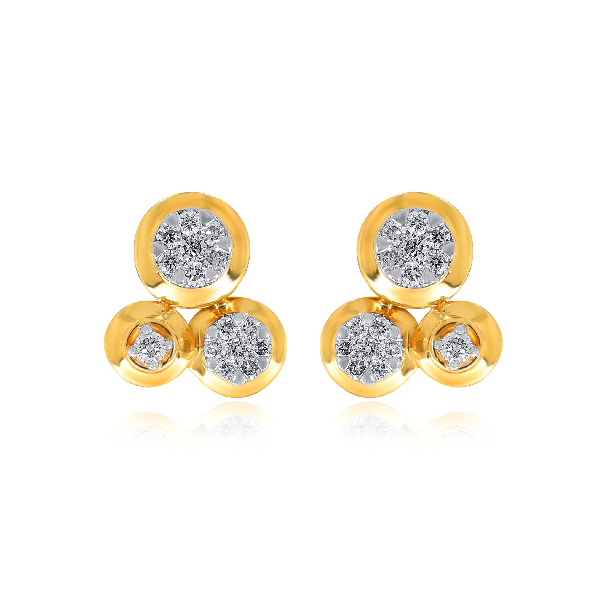 Senco Gold Dimensional Versatility Diamond Studs (2.4 gram / 0.24 Ct / HI-SI / 18K Yellow Gold)