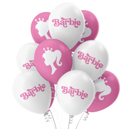 Barbie Theme Balloons Latex Balloons For Barbie Theme Parties Pack of 21pcs 20pcs of Pink and White balloons And A Banner Party Supplier For Birthday
