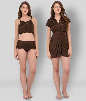 You Forever - Coffee Satin Women's Nightwear Night Dress ( Pack of 2 )