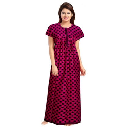 Women's Cotton Printed Maxi Nighty Size 2XL (Pink)