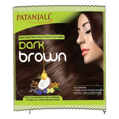 Patanjali Kesh Kanti Hair Colour (Cream & Developer) - Dark Brown 40gm