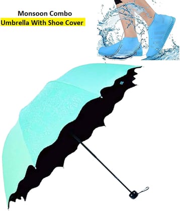 RAMDEV ENTERPRISE Turquoise 1 Fold Umbrella