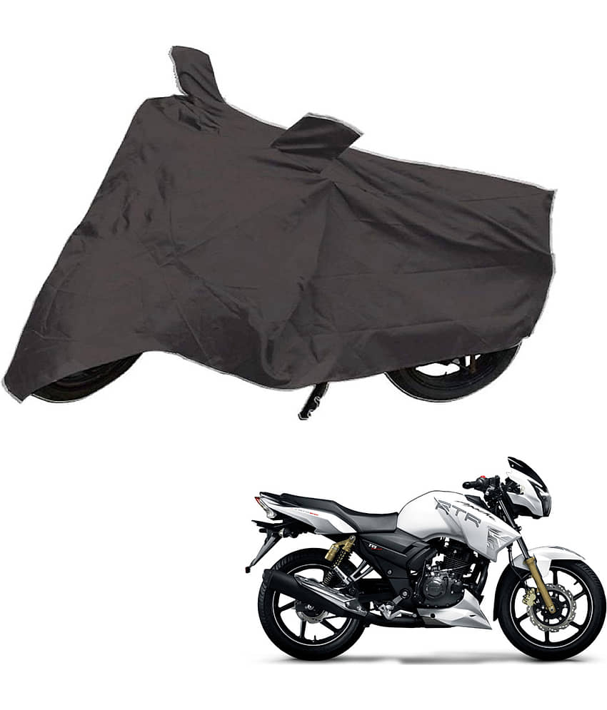 AutoRetail Dust Proof Two Wheeler Polyster Cover for TVS Apache RTR 180 (Mirror Pocket, Grey Color)
