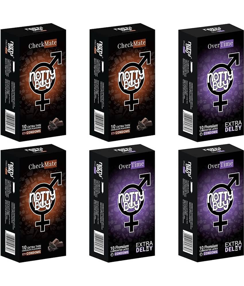 NottyBoy Chocolate Flavoured , Ultra Thin and Long Lasting Condoms For Men - 60 Units