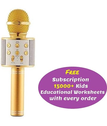 Kidsaholic Wireless Mic Advance Handheld Wireless Singing Mike Multi-Function Bluetooth Karaoke Mic with Microphone Speaker for All Smart Phone (Multicolor- Colour May Vary ) (Free subscription of kids Educational worksheets)
