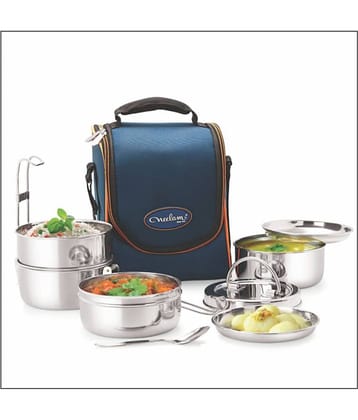 Neelam Dura Hot 4 Tier with Insulated Carry Bag Steel Lunch Box 3 Container (Pack of 1)