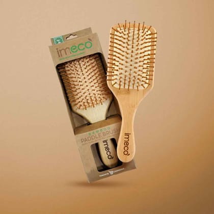 Imeco Eco-Friendly Anti-Static Bamboo Paddle Hair Brush (Pack of 1) | Smooth, Frizz-Free Hair & Scalp Massage | Daily Grooming Imeco Eco-Friendly Anti-Static Bamboo Paddle Hair Brush (Pack of 1) | Smooth, Frizz-Free Hair & Scalp Massage | Daily Grooming