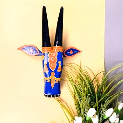 Wooden Cow Head Wall Hanging | Nandi Bull face Wall Decor - For Home, Living Room, Entrance, Puja Room & Gifts - 12 Inch-Big