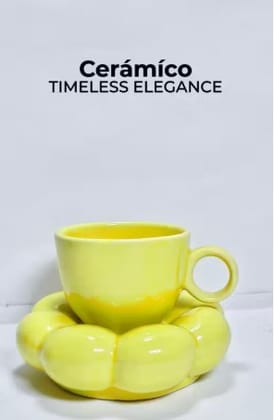 Cermco| Handicrafted Yellow Bubble Tea Cup For Girls Cermco| Handicrafted Yellow Bubble Tea Cup For Girls