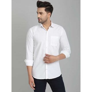 Baleshwar Men White Solid Casual Shirt (Pack of 1)