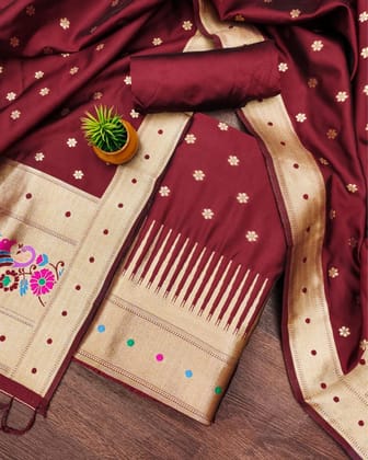 Noor-e-Banaras Lichi Silk Brocade Suit Maroon