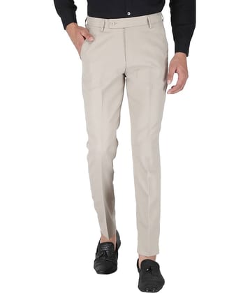 Playerz Poly Blend Slim -Fit Solid Beige Men's Trousers Single Pack