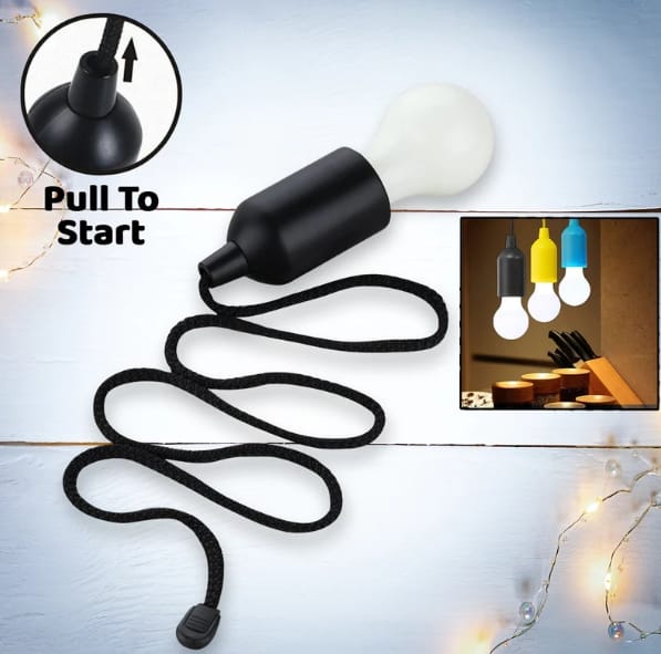 LED Pull Cord Light  Hanging Black LED Bulb (1 Pc)