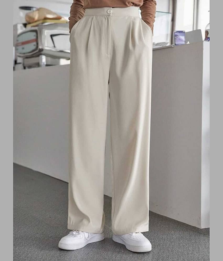 Broadstar Pack of 1 Polyester Baggy Women's Casual Pants ( Beige )