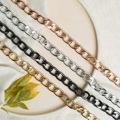 Aluminium Size 15 Mm Width 1 Meter Chain Women-GOLD