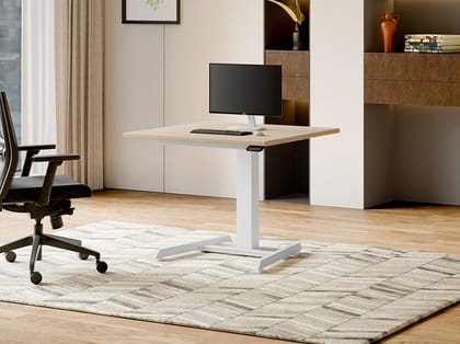 Workout Power Operated Height Adjustable Study Table - 1-Year Warranty, Highland Pine