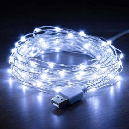 Decorative Fairy Copper LED String Light | 10 Meter Long, USB Plug-in, Copper Wire | for Indoor & Outdoor