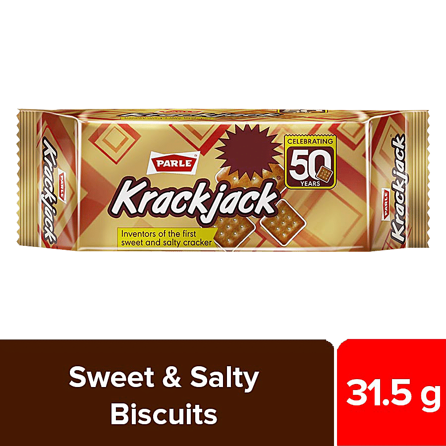 Parle Krackjack Original- Sweet & Salty Cracker Biscuits, 31.5 G Pouch