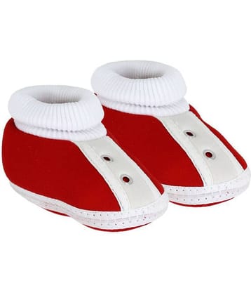 Neska Moda Baby Unisex Studd Red Booties/Shoes For 0 To 12 Months Infants-SK181
