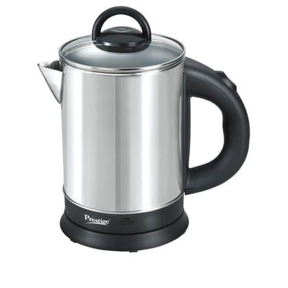 Prestige 1.7L PKGSS Stainless Steel Electric Kettle | 1350 Watts | Glass Lid with heat resistent handle | Single Touch lid locking |Automatic Cut Off | Silver
