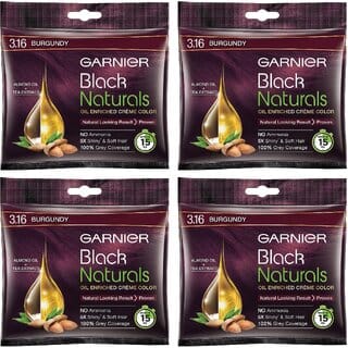 Garnier Black Naturals Burgundy 3.16 Crme Riche Hair Color - 20ml+20g (Pack Of 4)