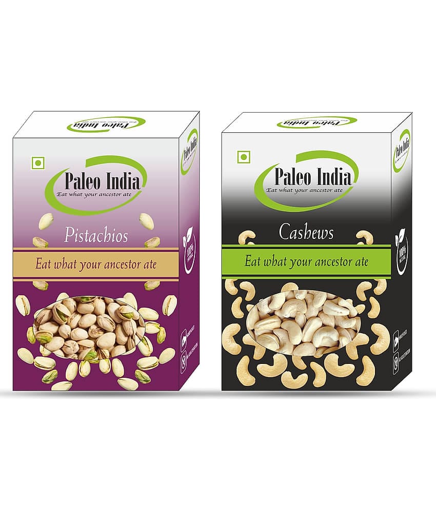Paleo India 400g Combo Pack Kaju Pista| Cashews 200gm Pistachios 200gm Gift for Every Occasion